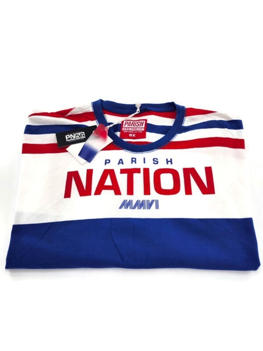Parish Nation 100% Cotton Red White & Blue Pull-Over Short Sleeve  T-Shirt
